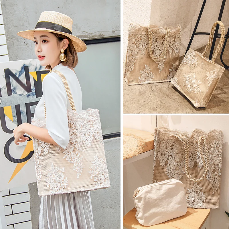

Casual Large Capacity Embroidery Lace Women Handbags Totes Bags for Women Designer Shoulder Bag Bohemia Ladies Handbags Purse