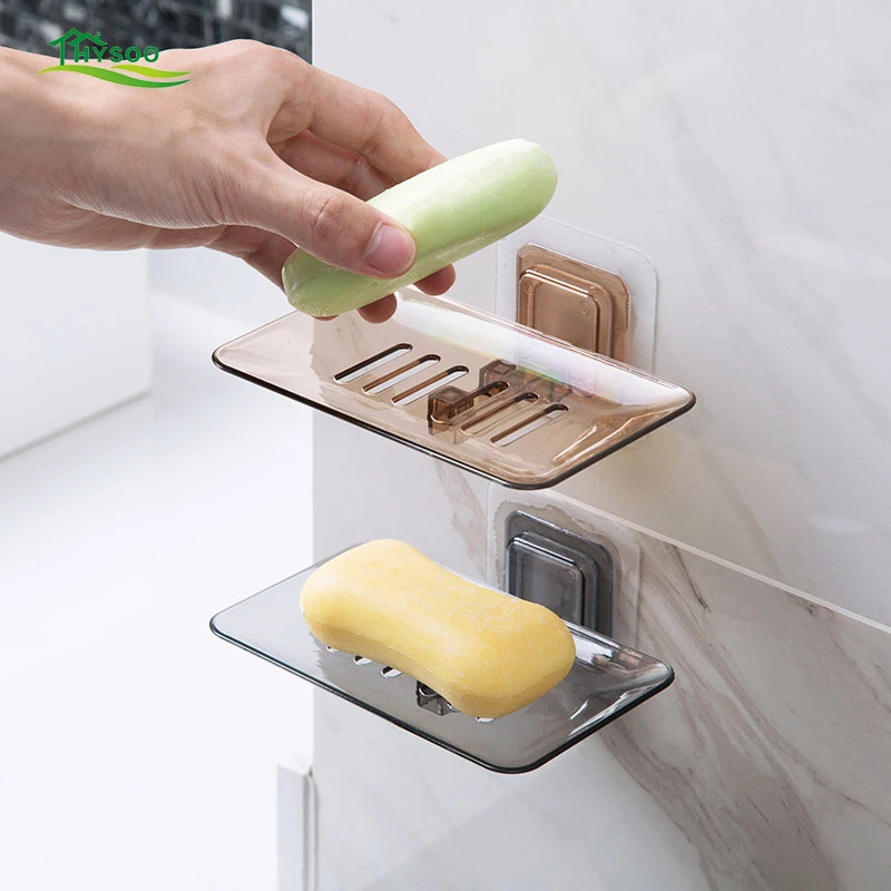 Transparent drain soap box paste wall hanging soap rack bathroom ...