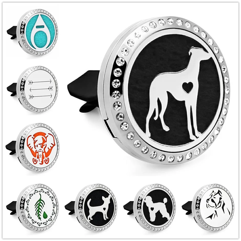 

CZ591-CZ670 Dogs Stainless Steel Bling Car Air Freshener Perfume Essential Oil Diffuser Aromatherapy Diffuser Locket