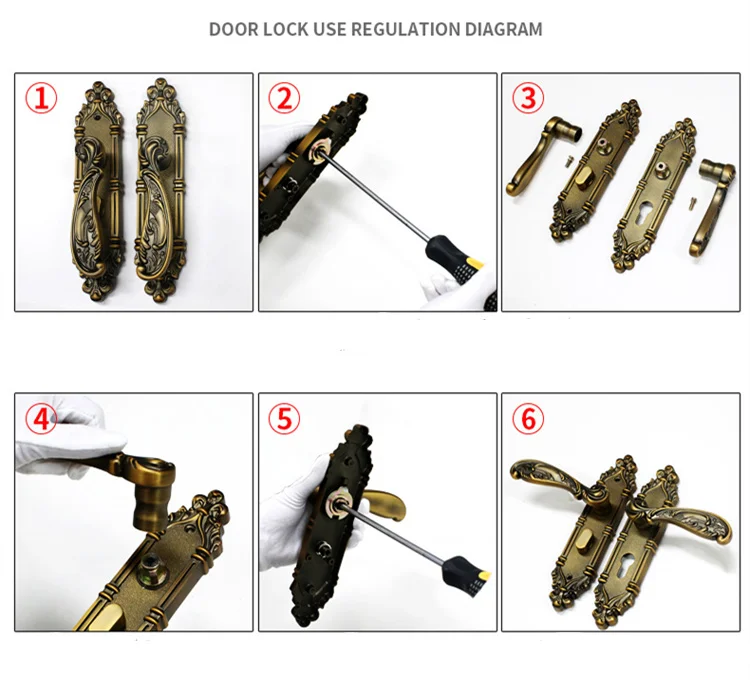 1 компл. Высокое качество цинковый сплав + медная дверь замок Европейский стиль дверная ручка для спальни замок дверной безопасный замок