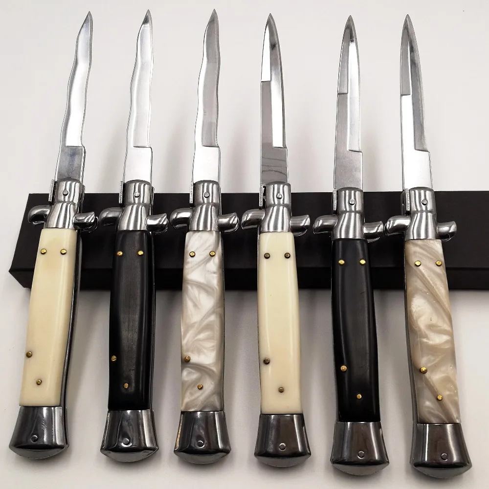 

Italian 11" Godfather Folding knife 440C Blade Acrylic Handle Pocket EDC Tool Army Camping Survival Tactical Quickly Open Knives