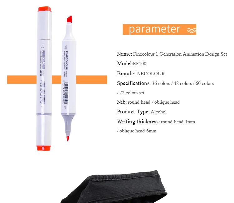 Caneta de Tinta Conjunto de Desenho Ef100 Double headed Álcool Finecolour Esboço Marcador Mangá Marcadores da Arte 3 Finecolour ef100 duplo headed álcool tinta esboço