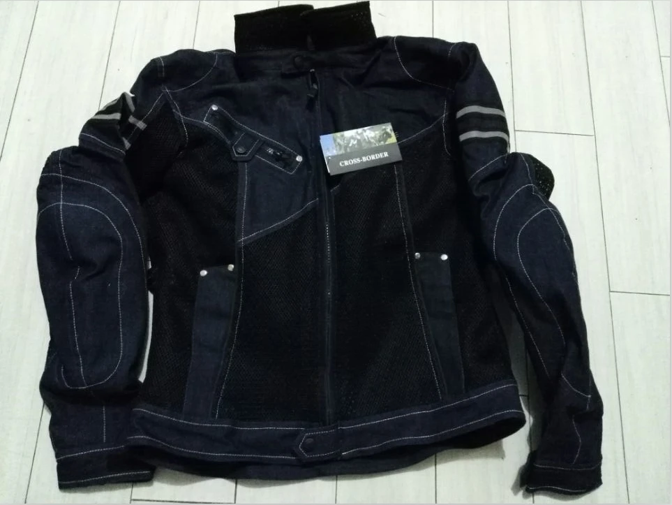 

jk006 net denim fabric denim coat motorcycle clothing automobile race clothing black Dark Blue