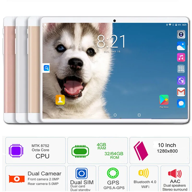 Планшет Phablet 10 дюймов Android 8 0 4G LTE MTK8752 ядер планшеты с телефонными звонками ПК 1280*800