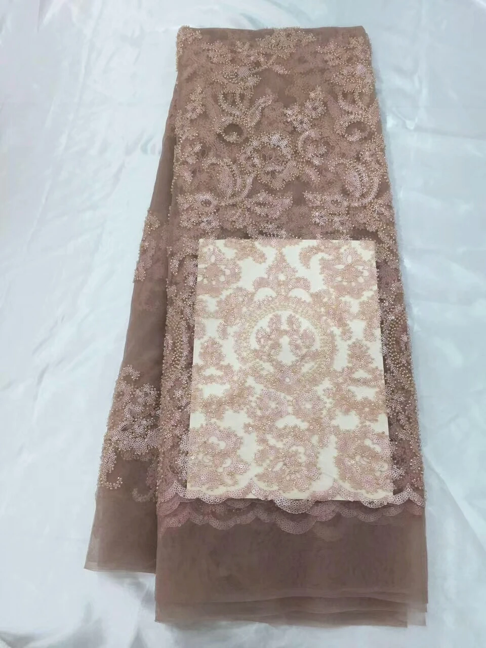 

African Lace Fabric 2018 High Quality Handmade Bead Lace, French Lace Fabric For Wedding, 3D Beaded Lace Fabric