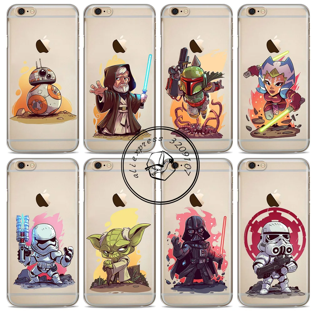 Мультфильм Star Wars телефон чехлы для iPhone X XS Max XR 7 8 плюс 6 S Plus 5 5S SE Мягкие TPU