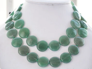 

huij 001421 LUSTER 34" 20mm green coin translucent jade jasper NECKLACE