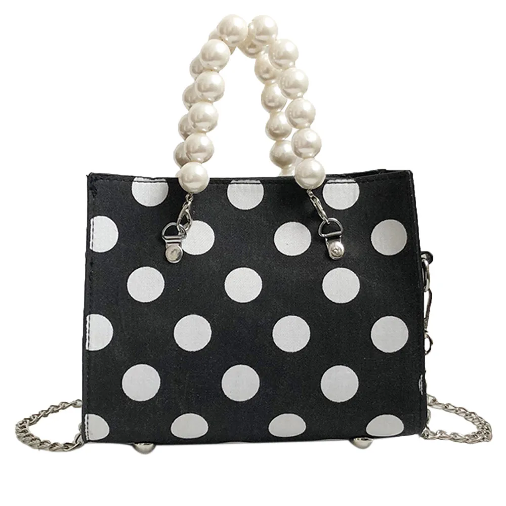 

Women Chain Shoulder Bag Pearl Bag Crossbody Bag LADIES Handbags Messenger Wave Point Bags for women 2019 Sac A Main #S