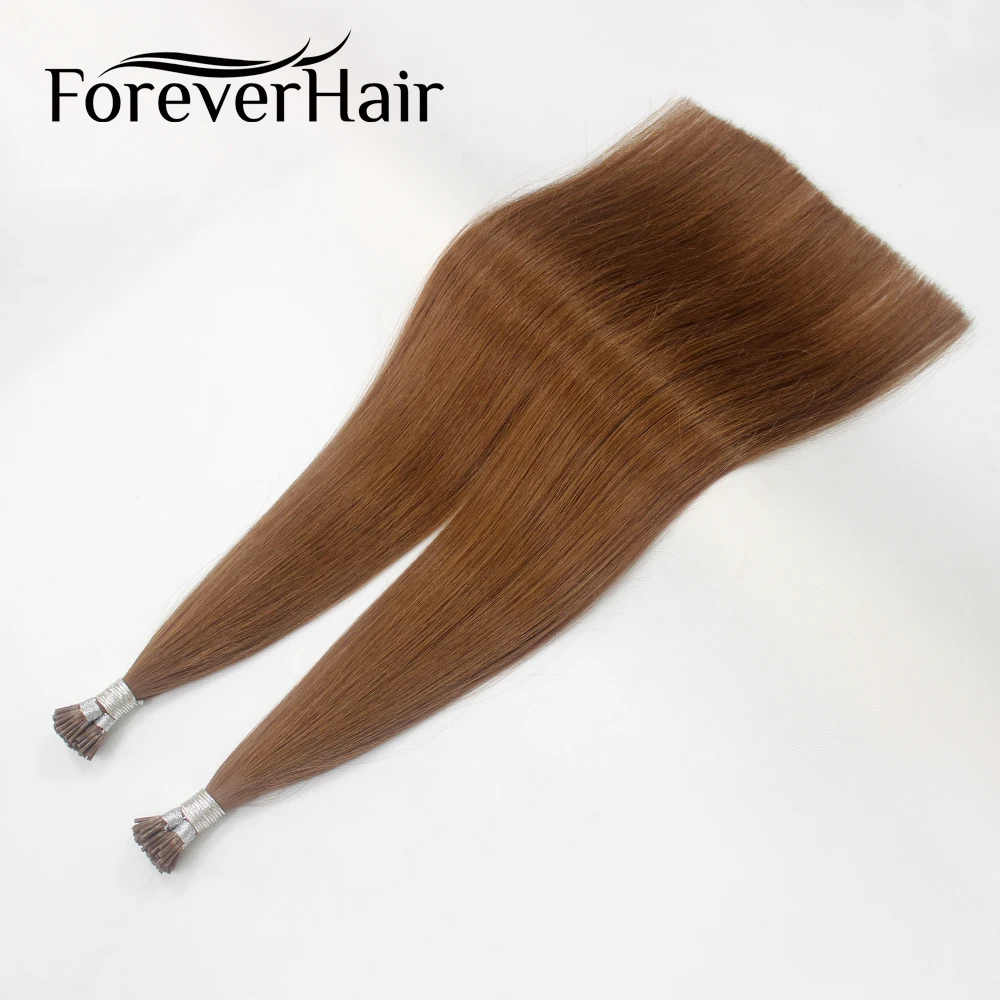 FOREVER HAIR 0,8 г/локон 2" Remy Предварительно скрепленные человеческие волосы для наращивания Средний коричневый#6 европейские натуральные волосы наращивание волос I Tip 40g