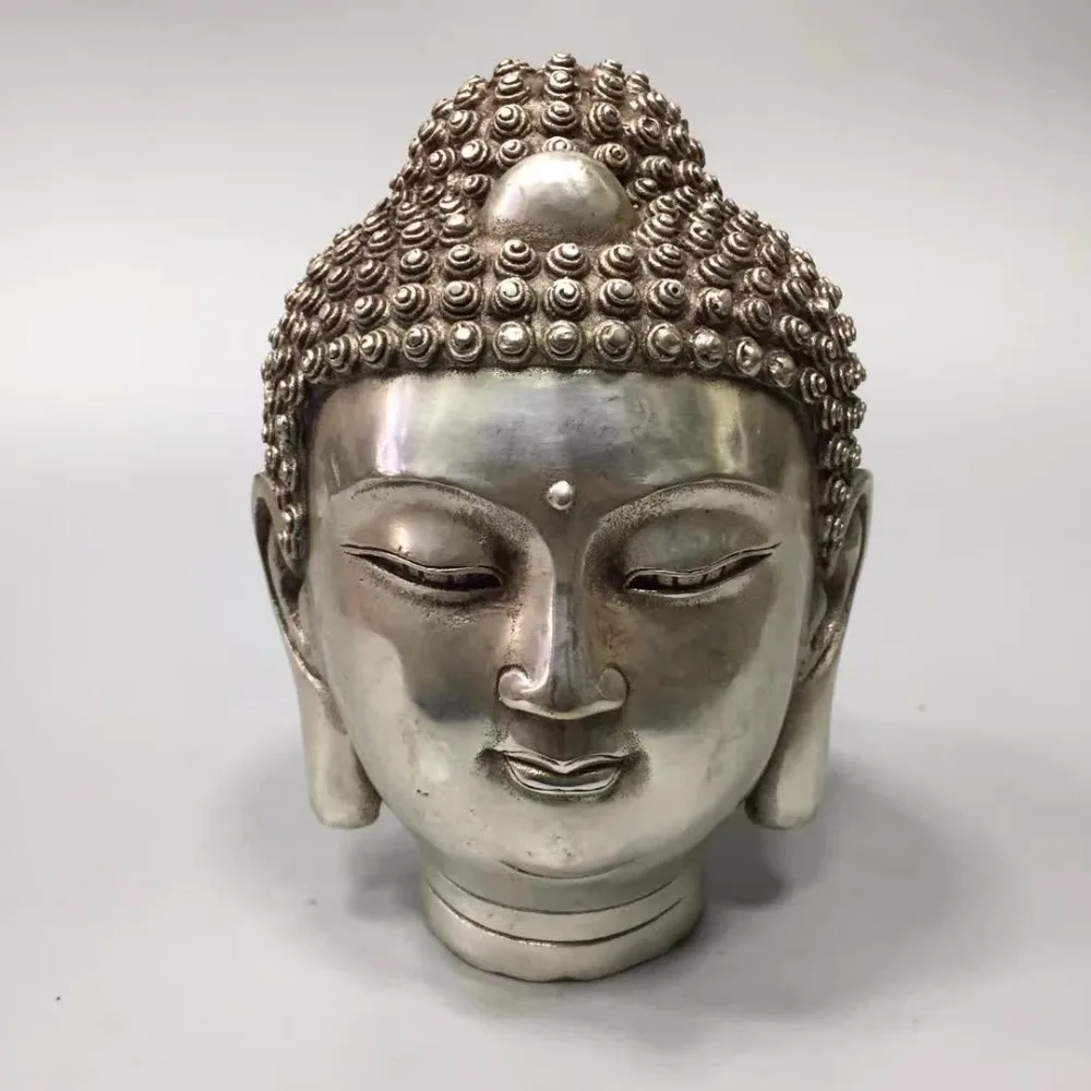 

Collection tibet silver Shakyamuni Buddha statue,Home/office desk decoration Buddha head sculpture Metal crafts