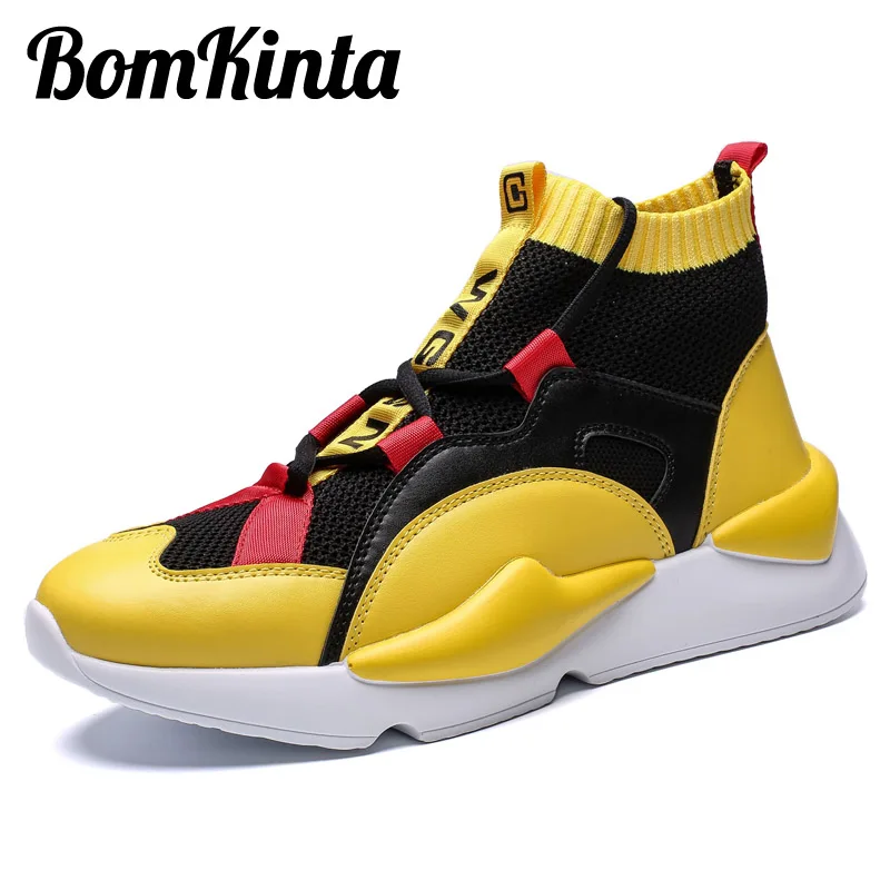 

Mens Autumn & Winter Sneakers High Top Brand Shoes Running Shoes Male Sports Shoe Outdoors Products Mans Shoes Yellow zapatillas