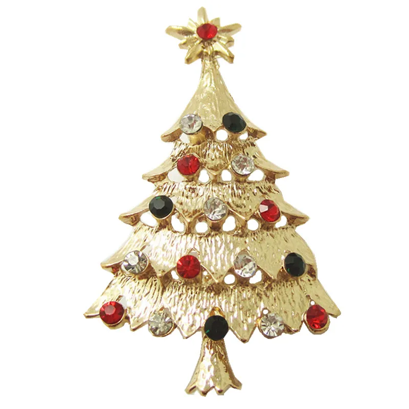 

OneckOha Fashion Gold Christmas Tree Brooches Christmas Gift
