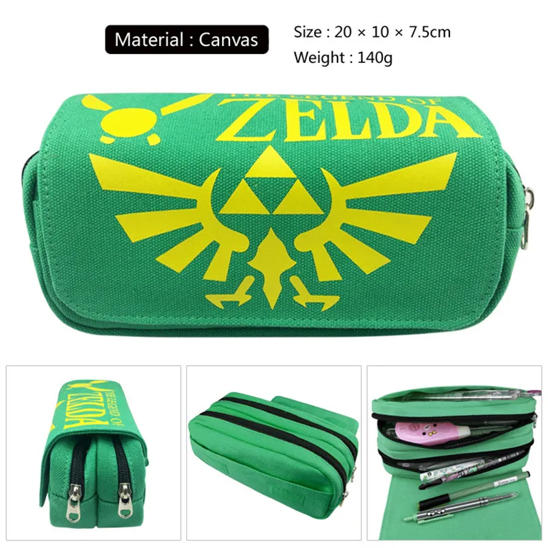 1pc/lot The Legend of Zelda Pen bags PencilBags Double Zippers Black