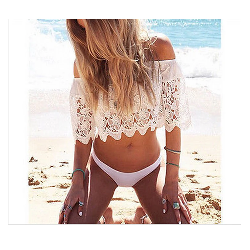 

Sexy Women Bathing Suit Lace Crochet Bikini Cover Up Swimwear Beach Blouse