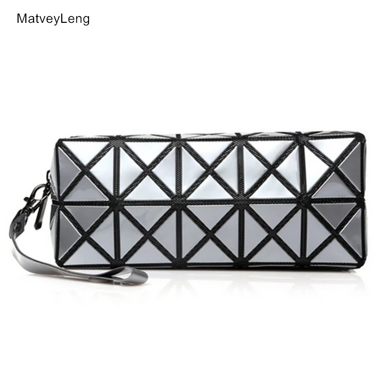 

Solid Color Lingge Folding Cosmetic Bag PVC Lightweight Material Travel Makeup Storage Bag Washing Supplies Organizer Package