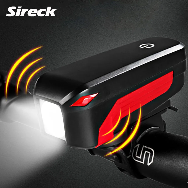 

Sireck Bike Light USB Rechargeable Bicycle Light Waterproof Front Handlebar Bike LED Light Cycling Lamp Electric Horn Flashlight