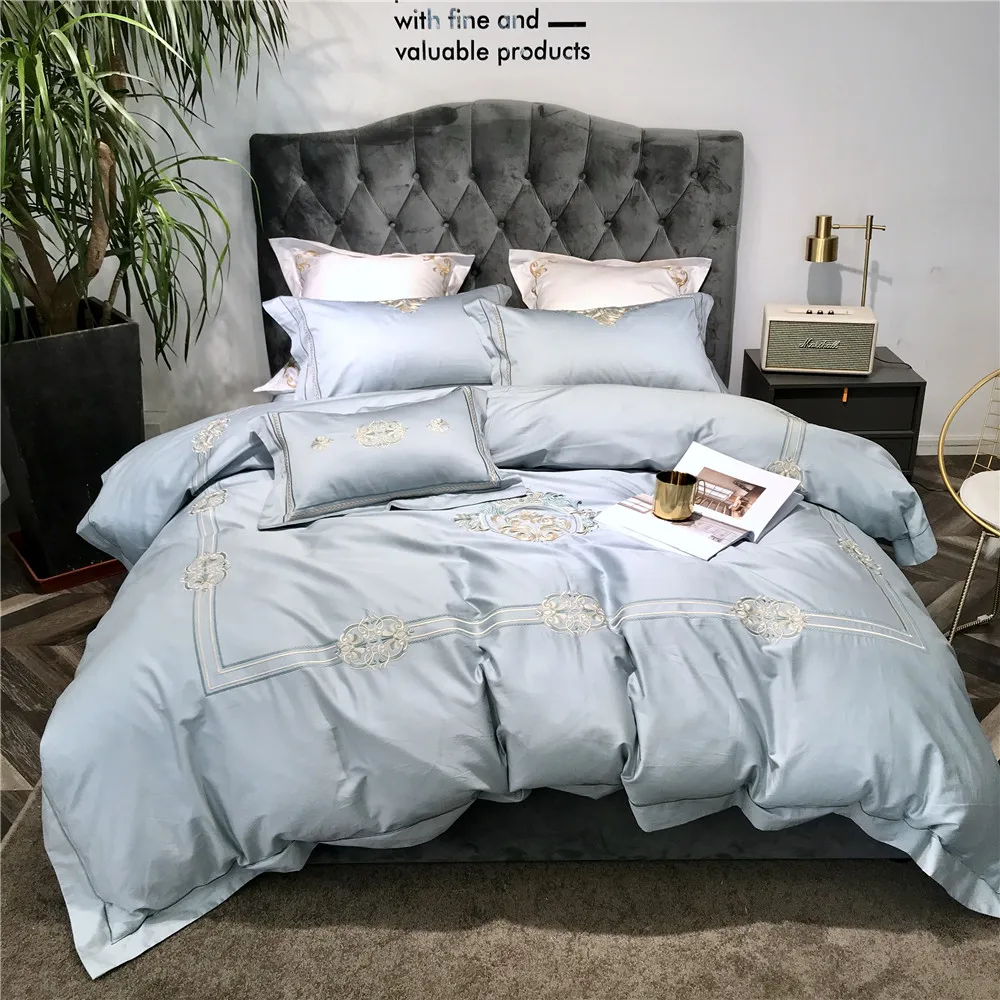 Us 119 59 8 Off Fresh Luxury Bedroom Set 4pcs Adults Home Textiles Embroidered Bedding Set Queen King Size 100 Cotton 60s Sateen Duvet Cover In