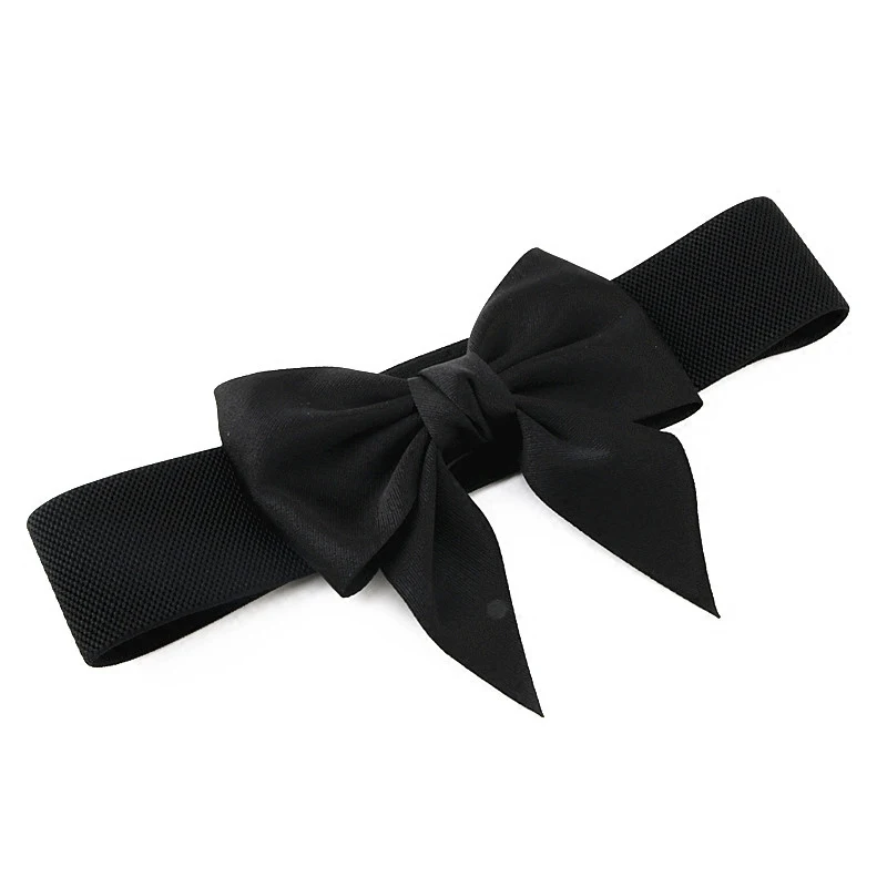 Classic Big Bow Waist Belts Women High Quality Fabric White Red Elastic