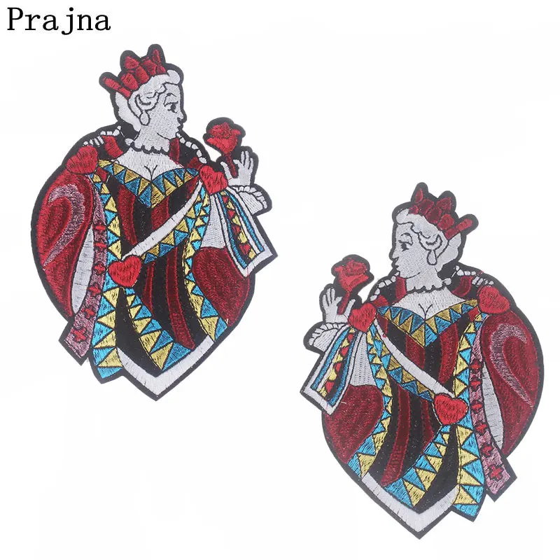 Prajna покер вышивка большие нашивки наклейки на одежду Королева Роза Железо патч
