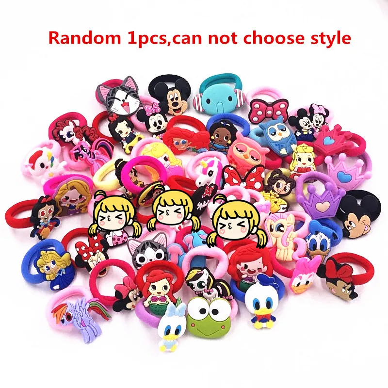 

1pcs Mickey Minnie Mouse Princess Animal Rubber Headwear Girls Children Hair Accessories Hair Elastic Nylon Hair Bands Mix Style