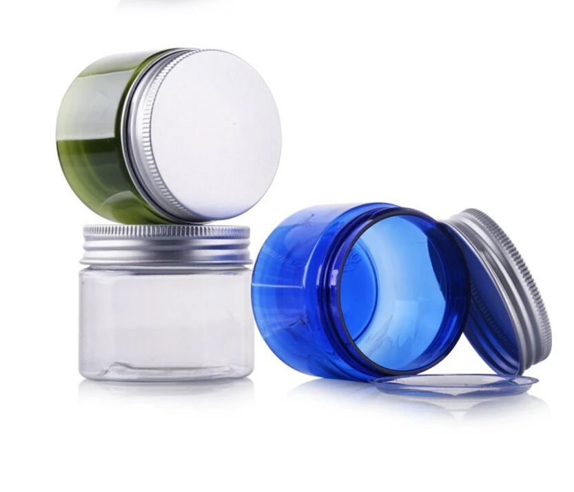 Download 50g Transparent Plastic PET Jars With Aluminum Lid Blue Clear Empty Cosmetic Sample Jar With Lid ...