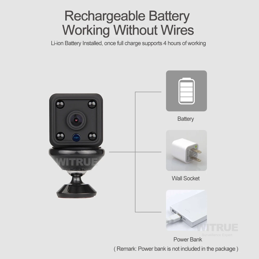 Mini Wifi IP Camera Wireless Security Camera Built-in Battery Invisible Night Vision Audio Monitor 64G TF Card CCTV Camera Mini Wifi IP Camera Wireless Security Camera Built-in Battery Invisible Night Vision Audio Monitor 64G TF Card CCTV Camera