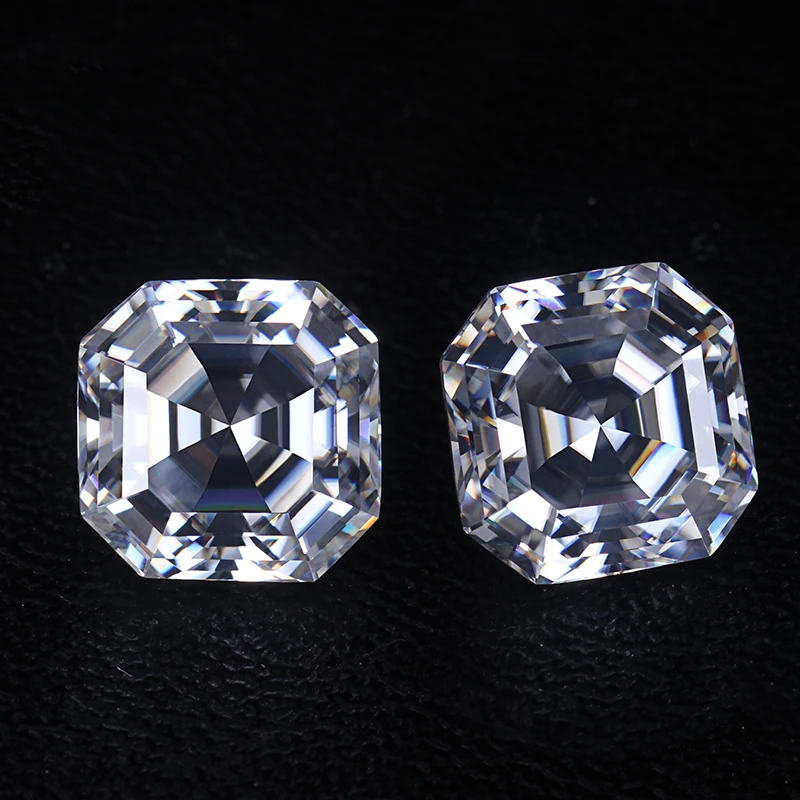 

super white 8*8mm synthetic stones asscher cut antique moissanites for engagement ring