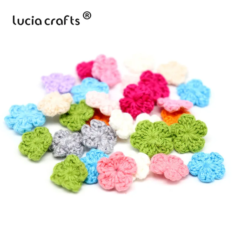 Lucia crafts 15 шт. вязаная аппликация случайного цвета 1 9 см вязаный цветок из