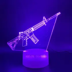 Новинка огни Fortnited битва оружие M4 Home Decor ярко-Base две недели подарок для детей светодиодный 3d-ночник лампа