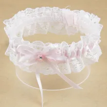 Розовый кружевной бант Принцесса цветок жемчуг горный хрусталь подвязка свадебные принадлежности эластичное кольцо для подвязка