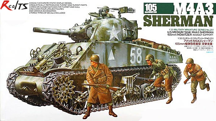 

Tamiya 1/35 35251 M4A3 Sherman 105mm Howitzer Plastic Model Kit