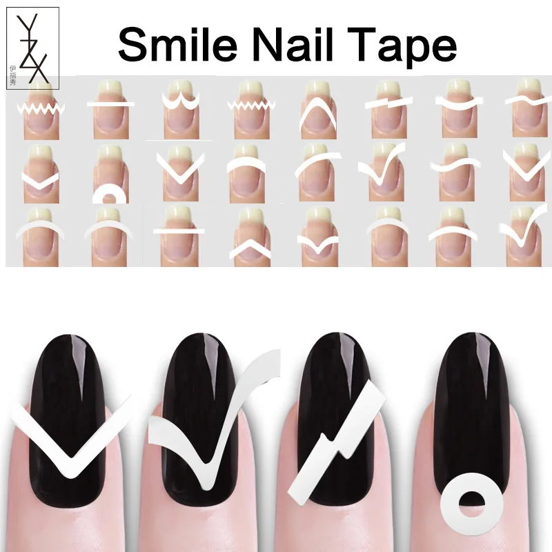 YZX 5 шт./компл. улыбка лента для ногтей V-Форма полые Чередование Лента французский край Руководство Типсы укладки шаблон 3D наклейки на ногти