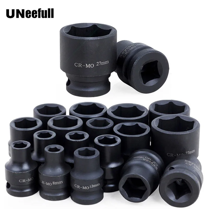

1pcs 1/2" 12.5mm Universal Short Pneumatic Socket Head Metric Deep Wall Air Adopter Impact Socket Set Auto Repair Wrench Tool