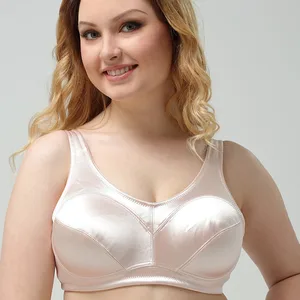 Ladychili Women Intimates 75-110 BCDE Cup Cute Pink Satin Bra Top Summer Unlined Bralette Wide Bra Wide Strap Push Up Bra WD19