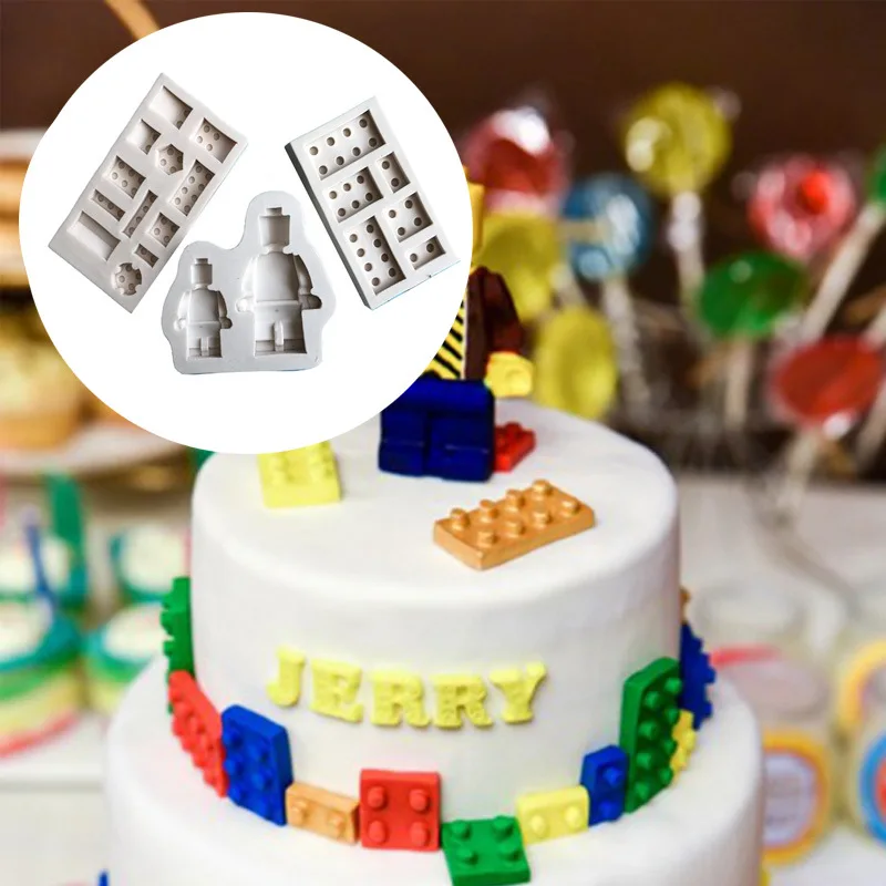 

Building Blocks Silicone mold Fondant Cake mold Robot modeling Cake decoration tool Kitchen baking