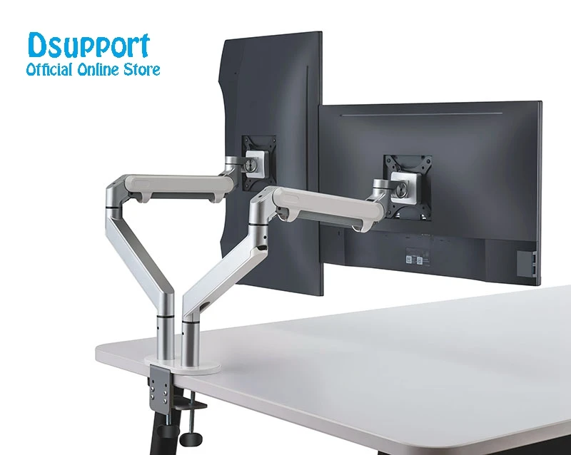  Dual Arm Monitor Mount Desk StandFully Adjustable Aluminum Monitor Holder Gas Spring Monitor TV Mou