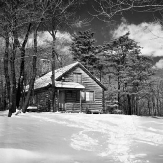 Cottage on a snow covered landscape Poster Print (24 x 36)
