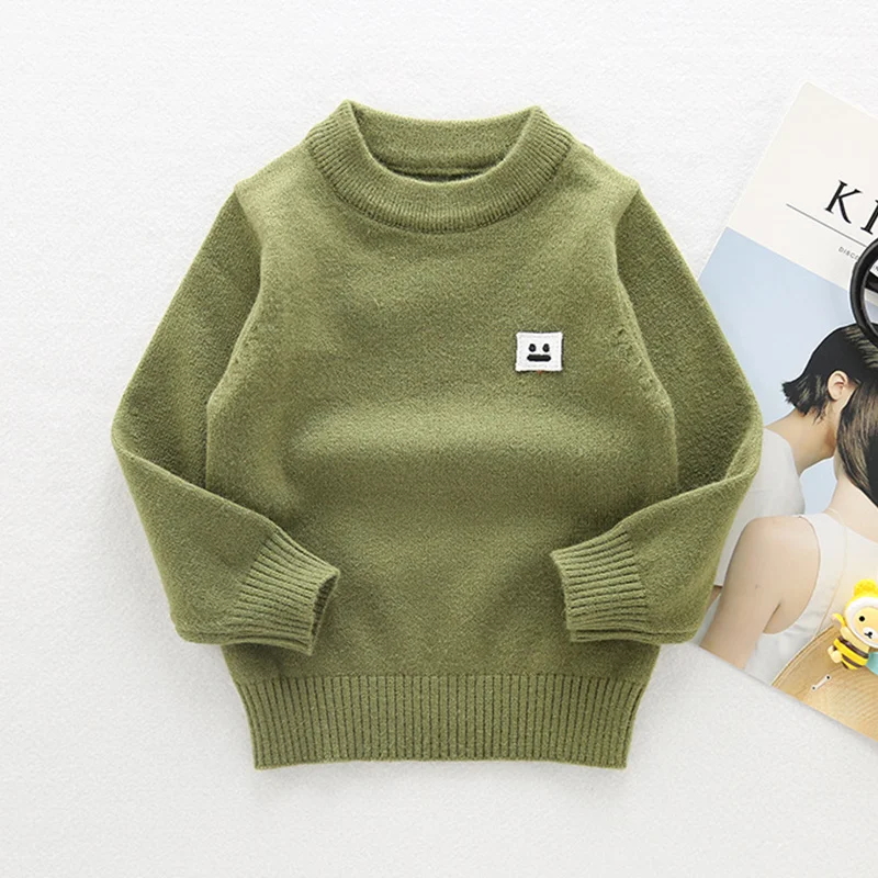 Wool Soft Children Sweater Casual Smile Kids Pullover Long Sleeve O-Neck Solid Sweater For Children Warm Winter Pullover Kids (18)