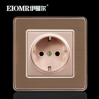 

Model 86 two-digit EU/FR/UK socket Euro-coordinate socket Stainless Steel Gold panel socket 250V