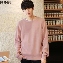FUNG Men's Sweaters 2018 New Fashion Sweater Knitted crewneck collar pullover Solid Men Sweater