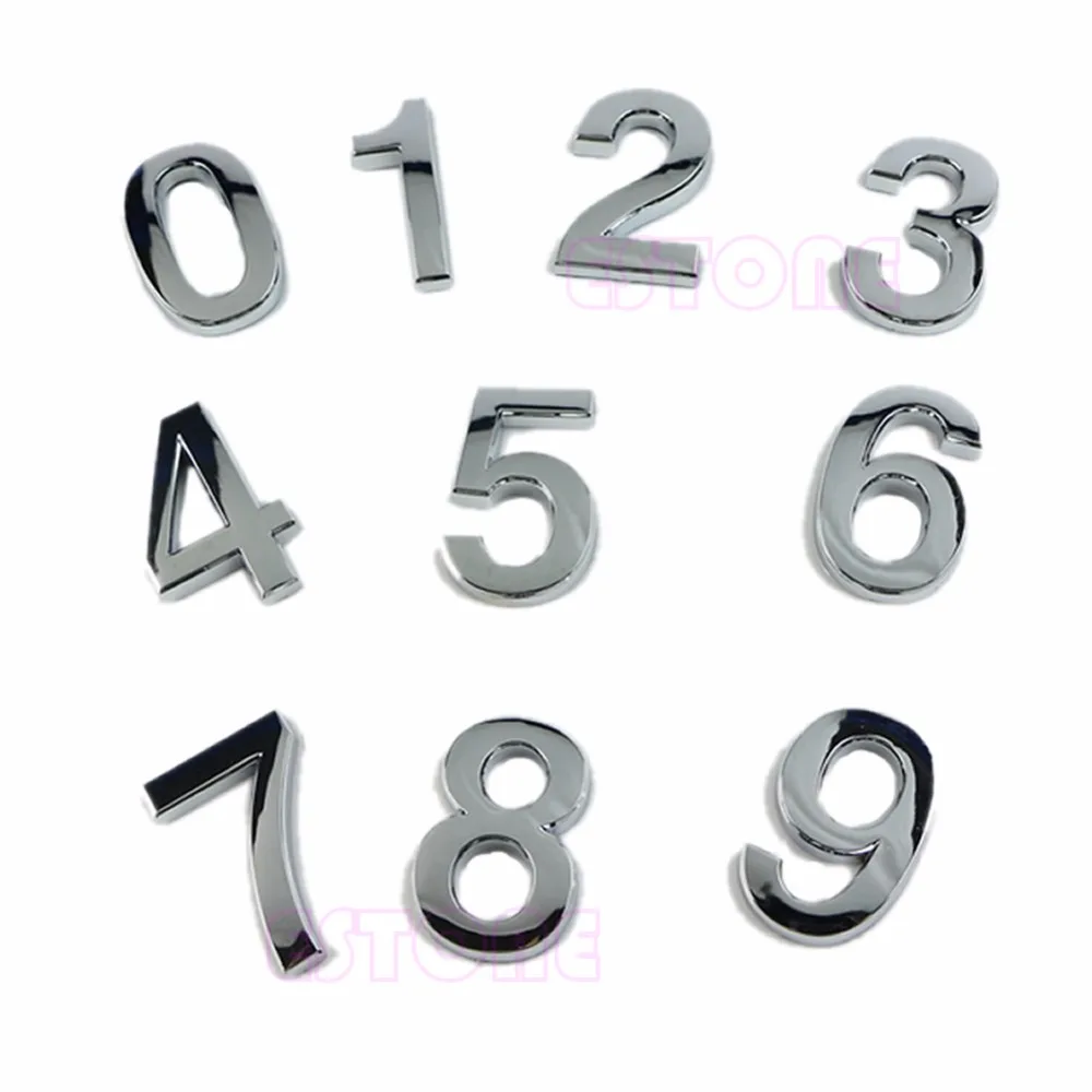 

Modern Silver Plaque Number House Hotel Door Address Digits Sticker Plate Sign 0-9