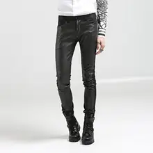 27-42 Горячая Весна Мужская Новая мода индивидуальная Повседневная Большой размер популярно среди молодежи PU сшивание Тонкий конические брюки