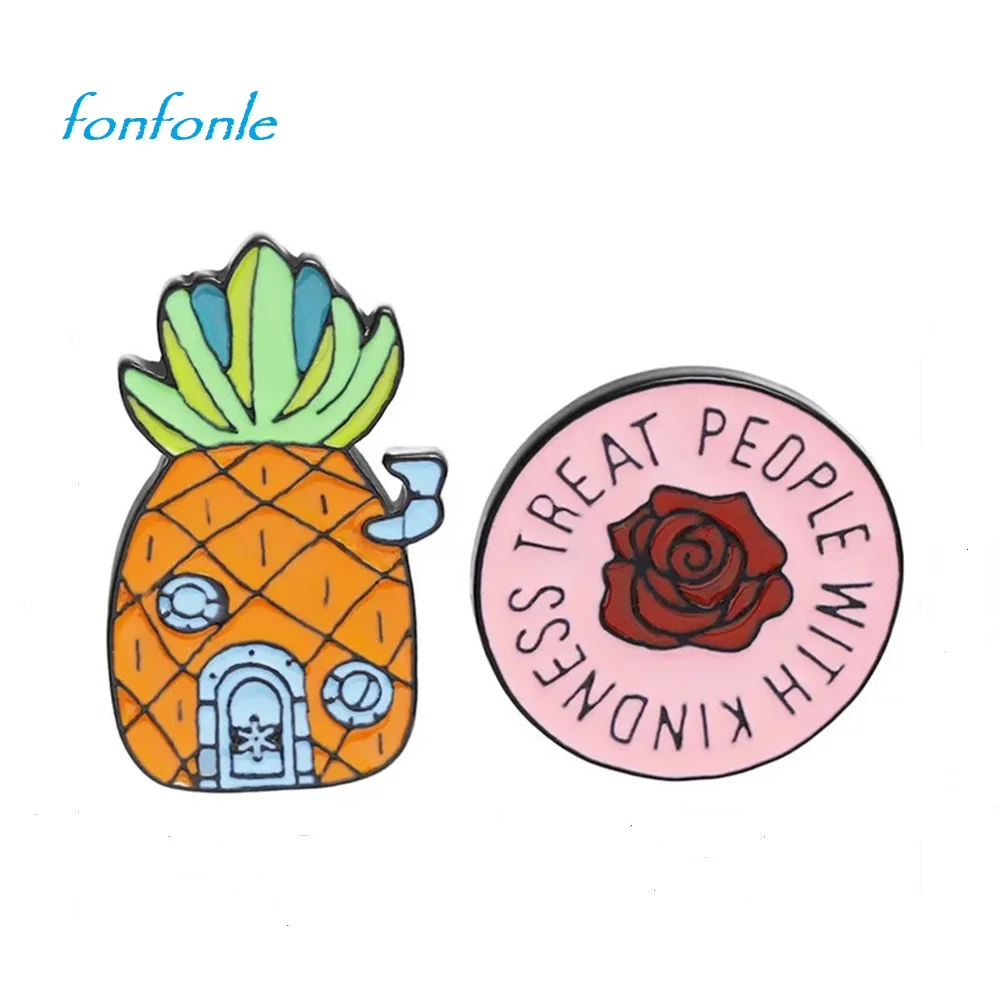 

Creative Fruit Pineapple Rose Alloy Lady Pin Baitie Oil Drip Small Brooch