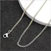 Pas cher en gros 1.9MM en acier inoxydable côté chaîne collier 18-24 pouces mode cadeau bijoux pour femme ajustement pendentif goutte livraison ► Photo 2/6