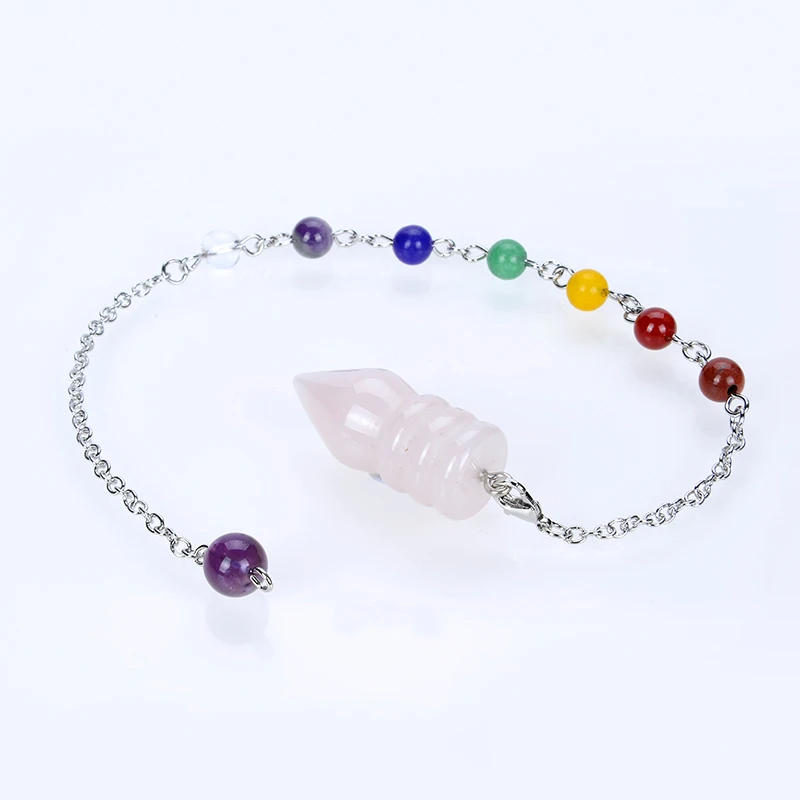 Reiki 7 Чакра исцеляющая натуральная подвеска в виде каменного маятника для Wicca радиестезии дюбационная цепь тигровый глаз кристалл кулон маятник