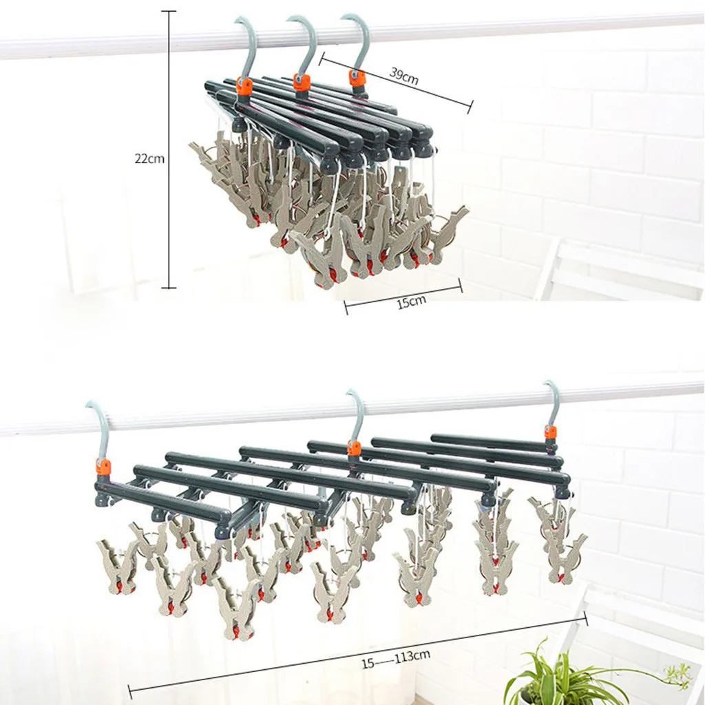 Ветрозащитные стальные 35 колышки Клип Складной поворотный крюк носки одежда подвесная сушилка для одежды Нижнее белье перчатки складной Прачечная Hange