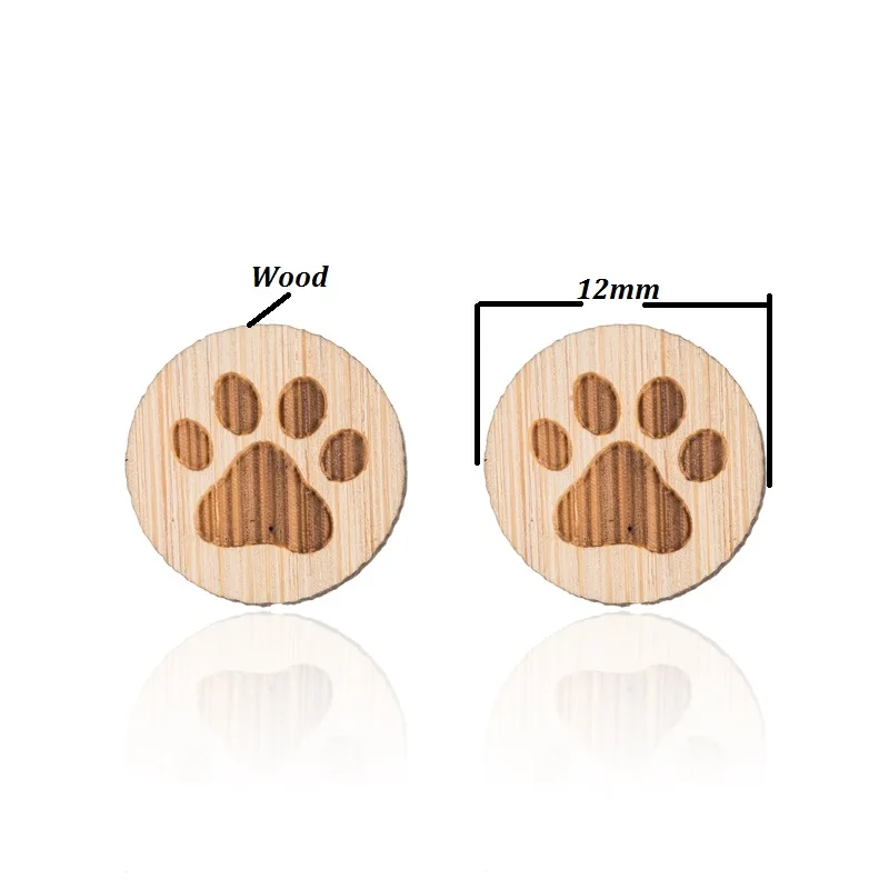 Pet Paw Wood Earrings - 
