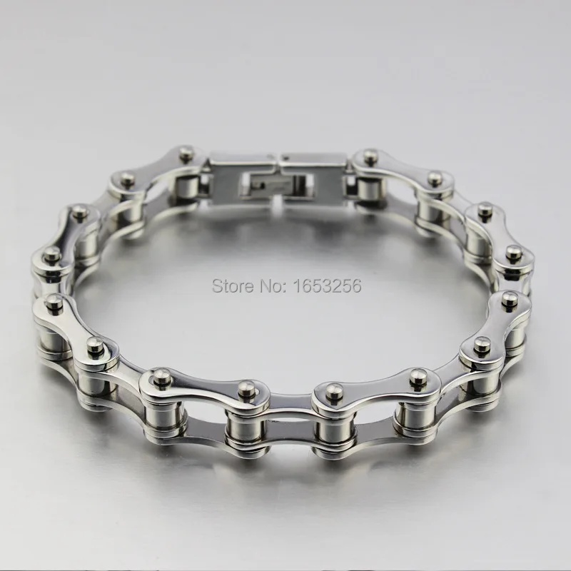 8.26'' 10mm classic Style Silver Tone Motorcycle Biker chain Bracelet 316L Stainless Steel Women