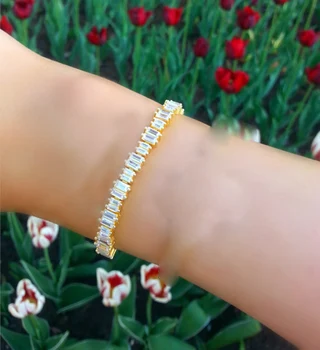 

High quality 2017 girl adjust baguette cubic zirconia wholesale cheap AAA cz tennis bracelet