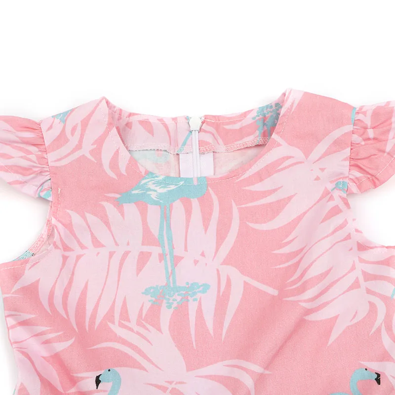 Flamingo Summer Girls Dress Casual Print Pattern Princess Children Clothes Fly Sleeve Soft Cotton Baby Girls Dress Vestido (7)